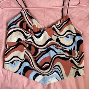 Cropped cami , abstract print , size L.